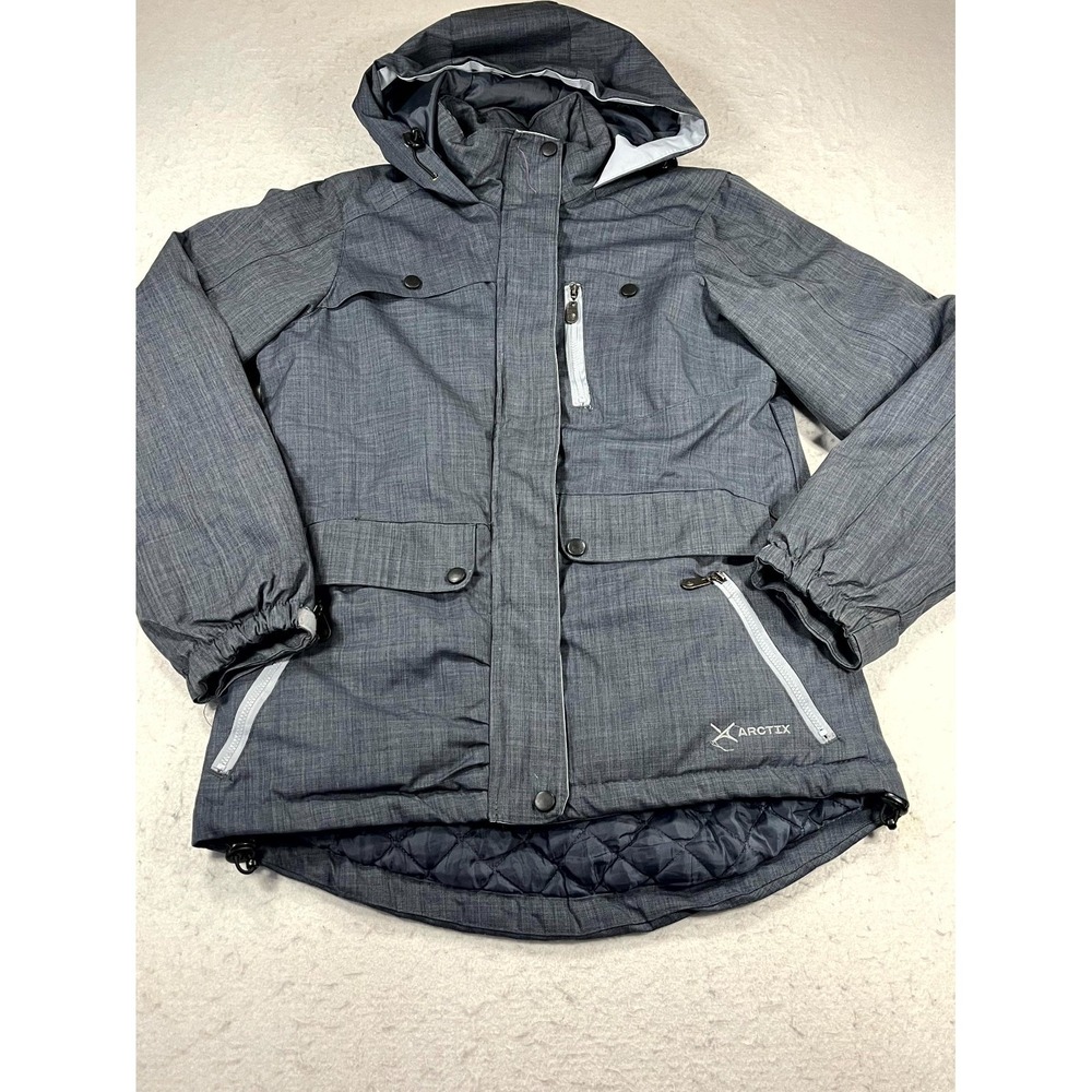 Arctix Snow Jacket Women Small Gray Quilt Lined Hooded Insulated Ski Winter Coat